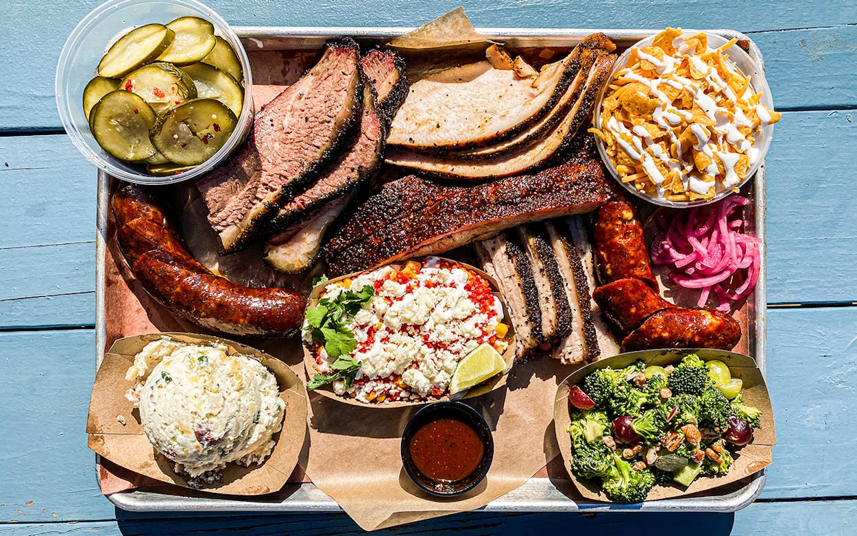 Dayne’s Craft Barbecue signature dishes Og Burger, Bacon Brisket, Prime Brisket.